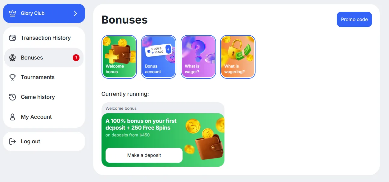 Glory Casino Bangladesh — active marketing incentives, cashback system and rollover conditions Glory Casino welcome bonus