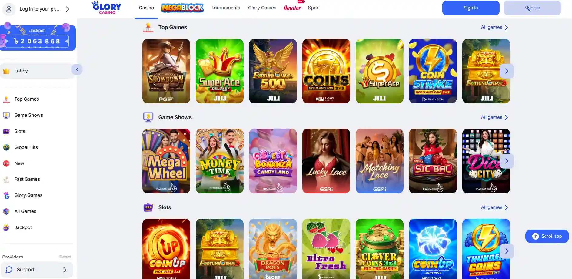 Glory Casino Bangladesh — gaming platform interface, legal parameters and site overview Glory Casino online BD